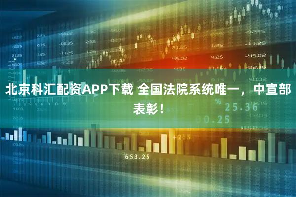 北京科汇配资APP下载 全国法院系统唯一，中宣部表彰！